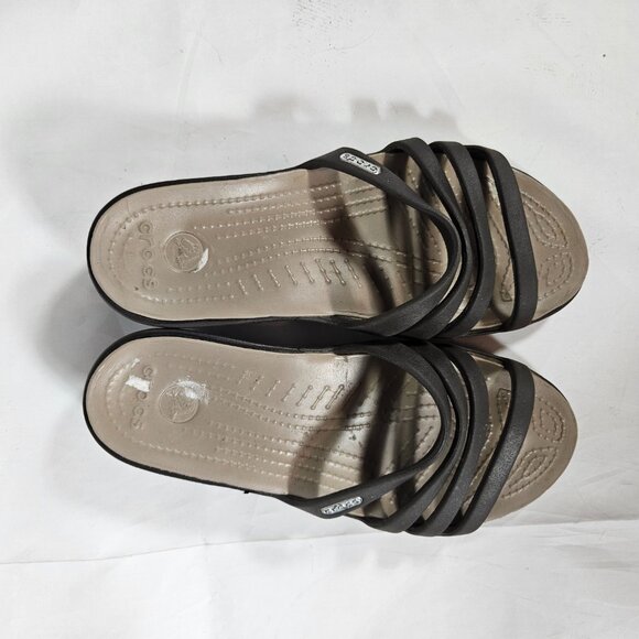 Crocs Rhonda wedge sandals brown women's size 6 strappy - Picture 5 of 9